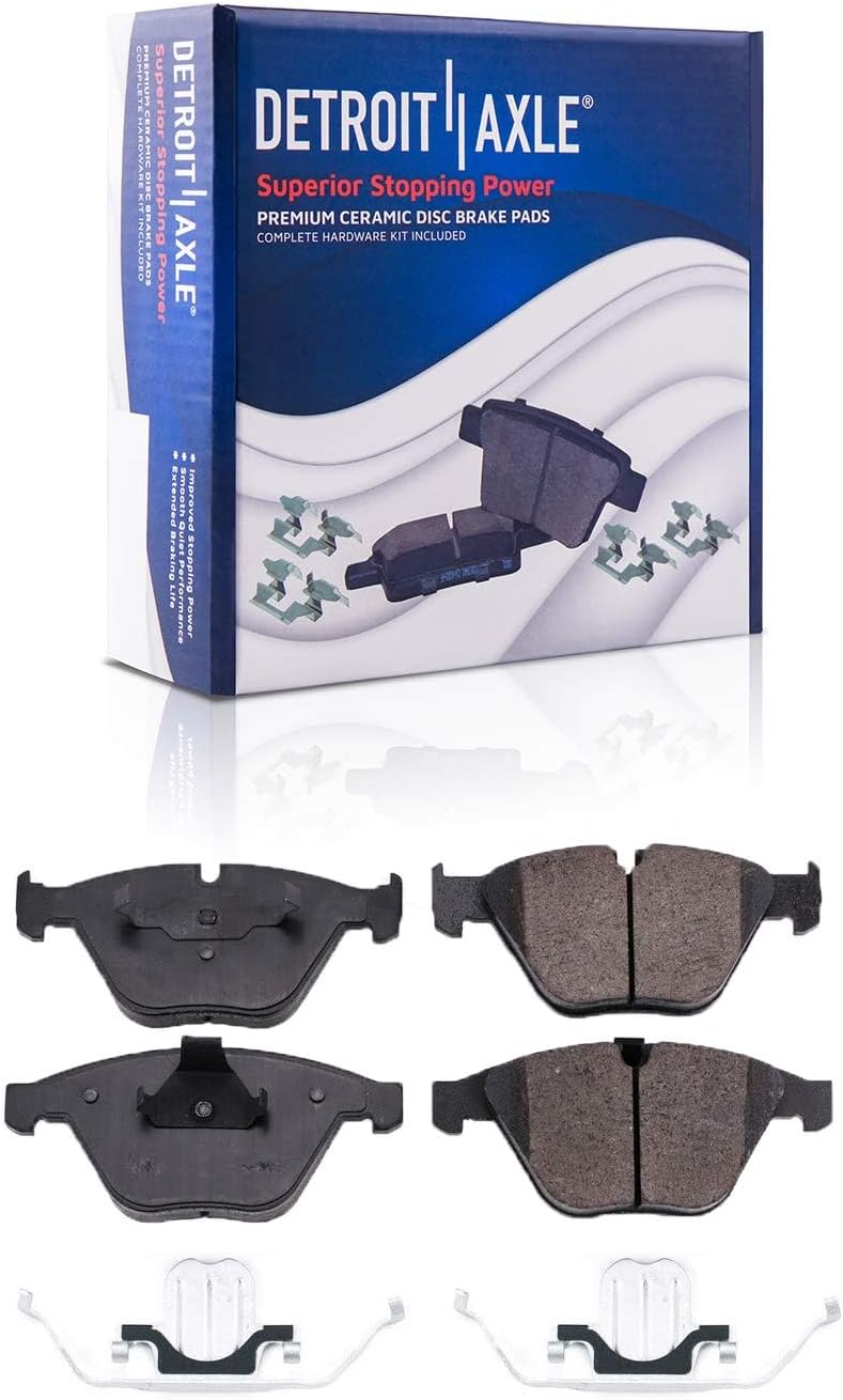 Detroit Axle - Front Brake Calipers w/Bracket + Ceramic Brake Pads Replacement for BMW 323i 328i xDrive X1 328xi - 4pc Set