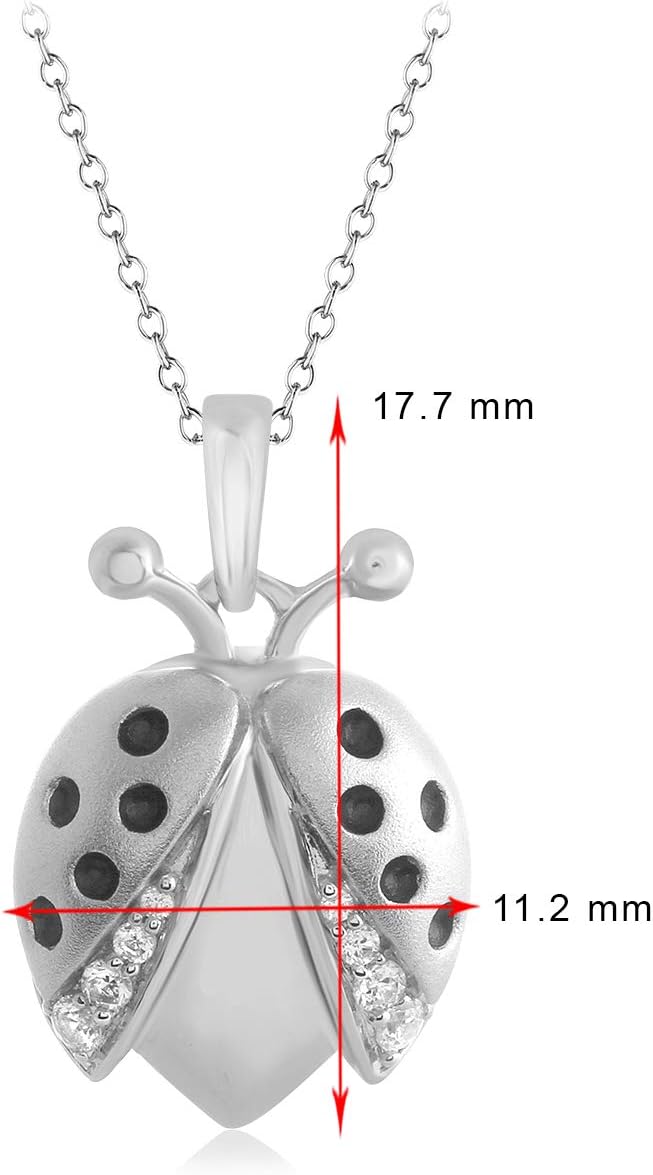0.12 Cttw Moissanite Delicate Ladybug Pendant Necklace Jewelry Gifts for Women with 18' Inch Chain In 14K White Gold Over Sterling Silver (D Color & VVS1 / VVS2 Clarity)