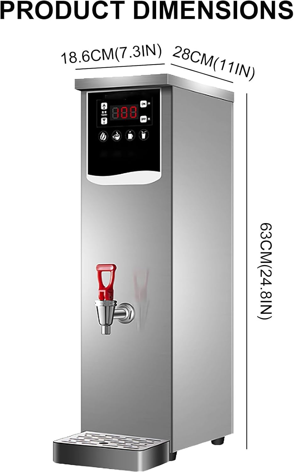 Water Boiler Eletric Commercial Hot Water Dispenser Countertop with Filter, Commercial Hot Water Dispenser Countertop, for Restaurant, Home, Office Silver