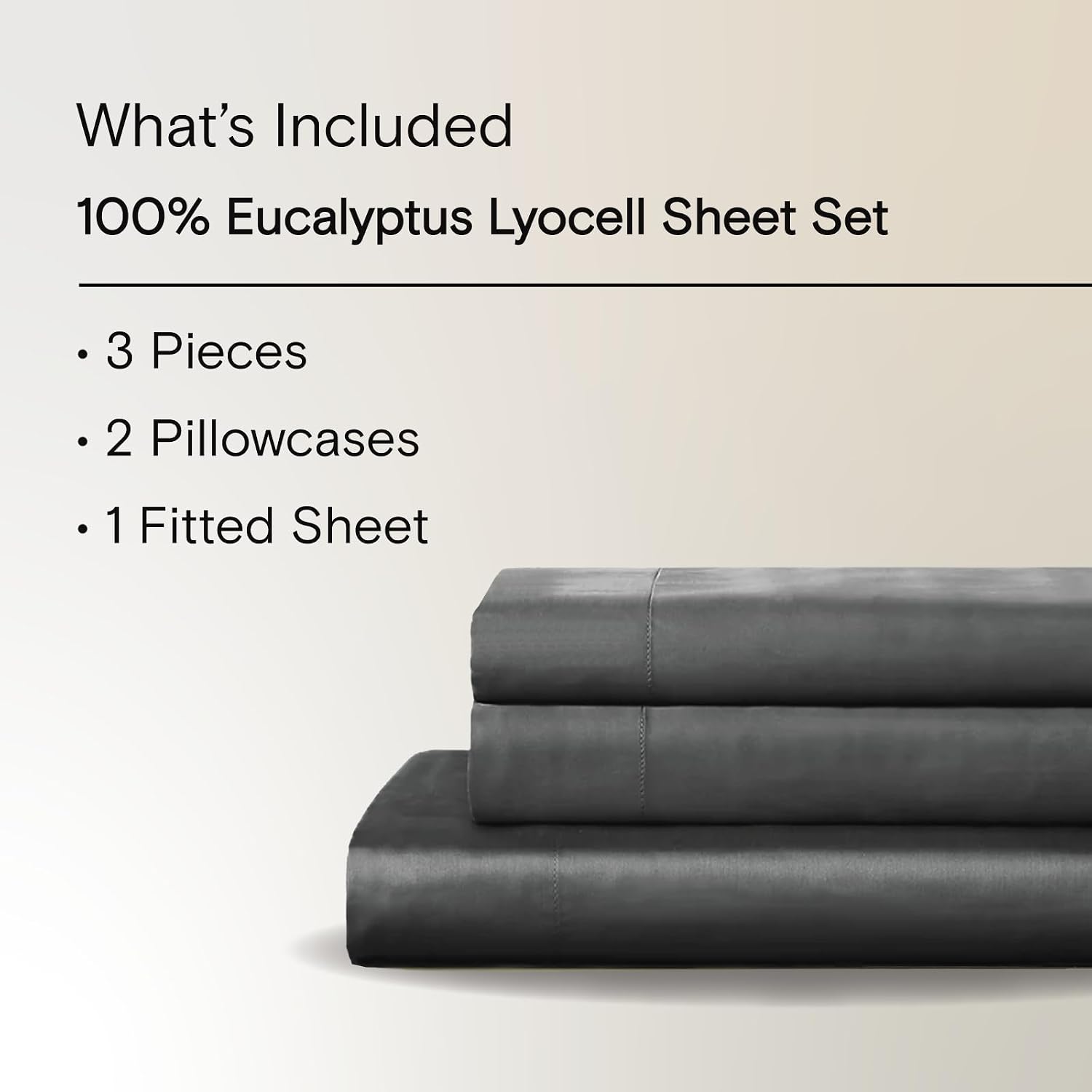 Sijo AiryWeight Tencel Sheet Set, 100% Lyocell Derived from Eucalyptus, Buttery Soft, Architectural Digest Best Cooling Sheets Winner - 3pc - 2 Pillowcases 1 Fitted (Storm, King)