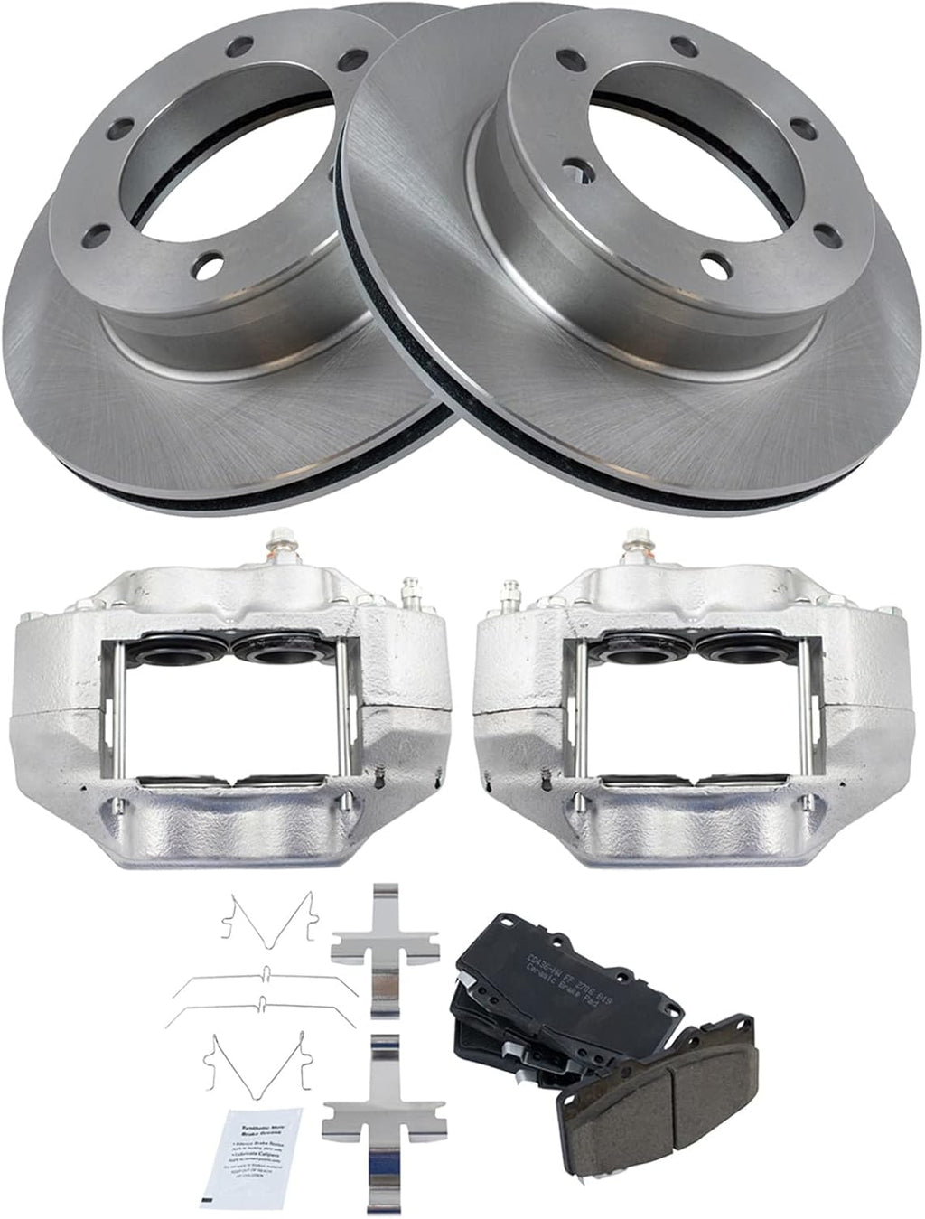 TRQ Front Brake Pad and Rotor Set Ceramic Rotors Calipers Compatible with 1995-1998 Toyota Tacoma