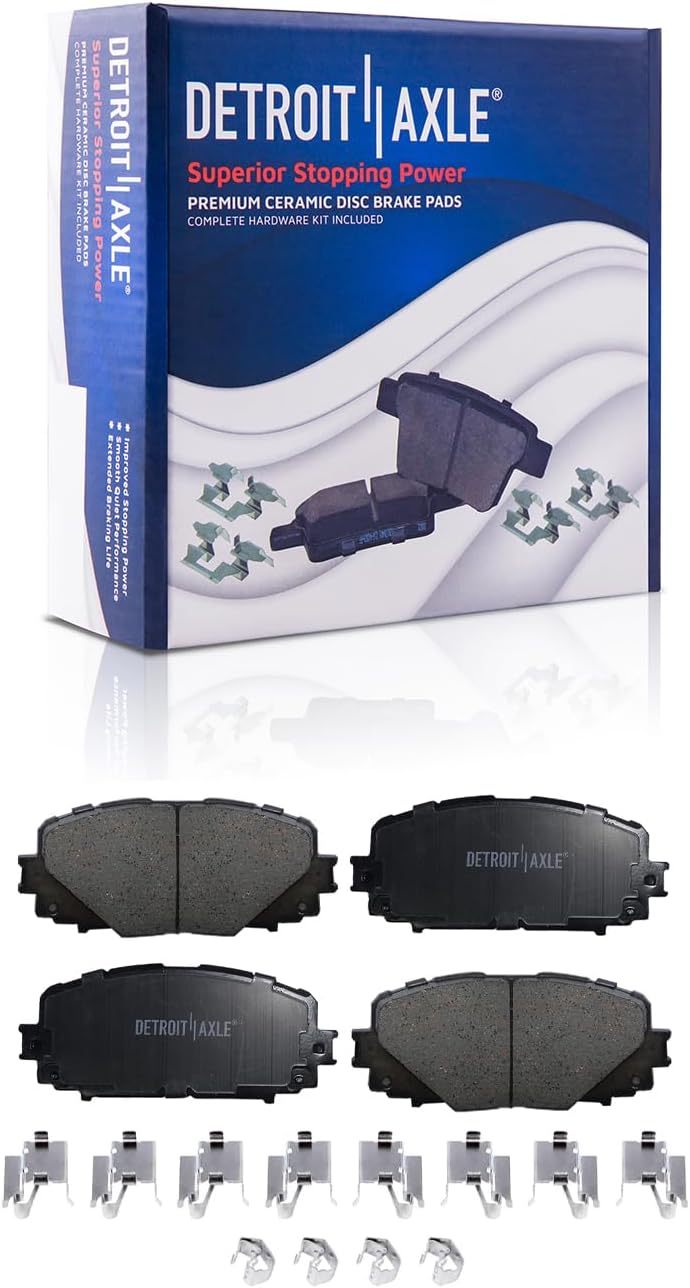 Detroit Axle - Brake Kit for Toyota 2012-2018 Yaris, Disc [Rear Disc Models], Brake Rotors Ceramic Brakes Pads 2013 2014 2015 2016 2017 Replacement : 10.80' inch Front and 10.20' inch Rear Rotors