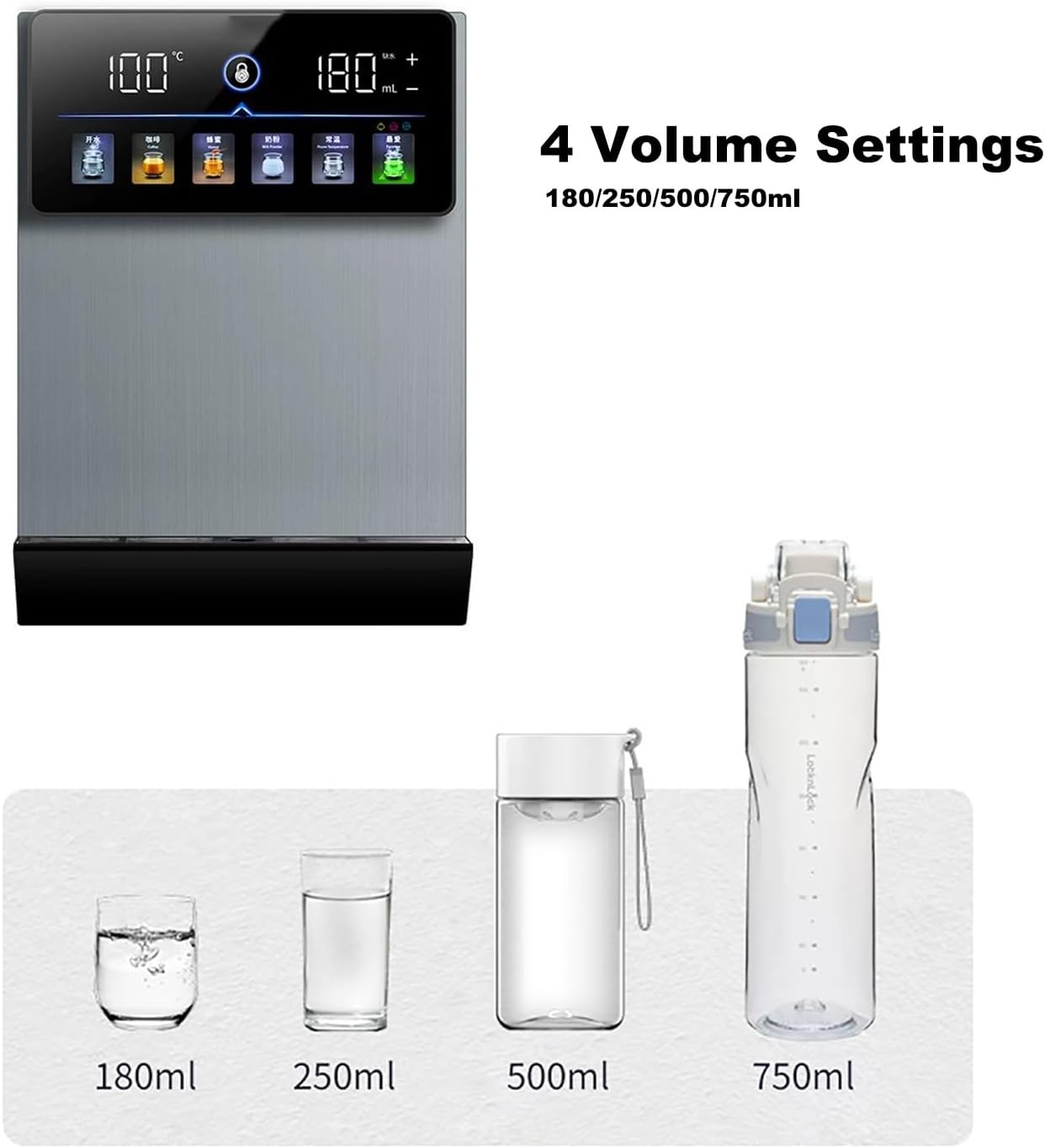 Wall-Mounted Mains Fed Unit Water Dispenser, Heating Water Dispenser 3S Instant Hot, W/Electronic Child Lock, Intelligent Touch Screen, for Office, Commercial Staff Canteens