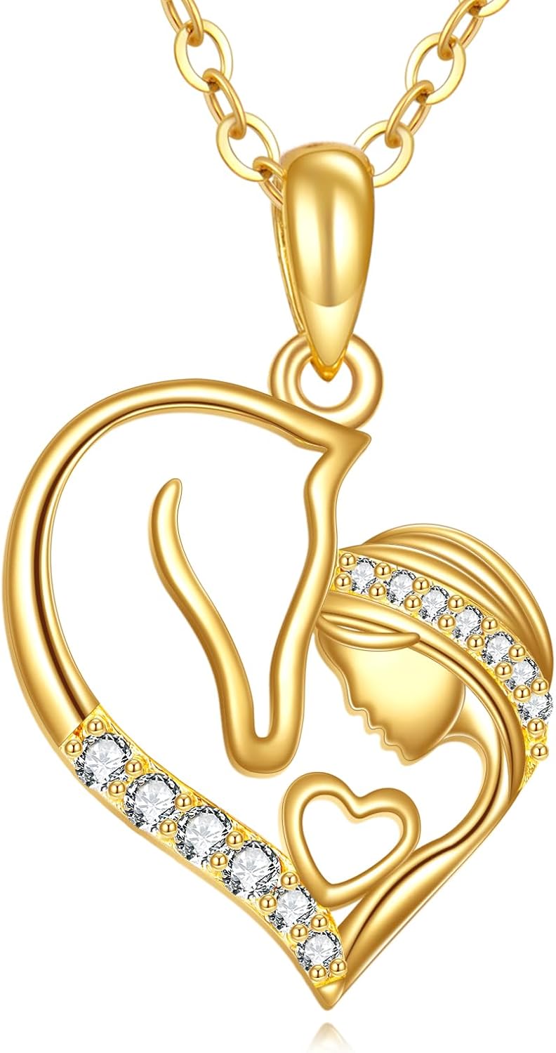 KECHO Christmas Gifts 14k Solid Gold Animals Necklace for Women Giraffe Bee Elephant Ladybug Koala Axolotl Horse Unicorn Cat Necklaces Pendant Jewelry Mothers Day Birthday for Mom Wife Friends