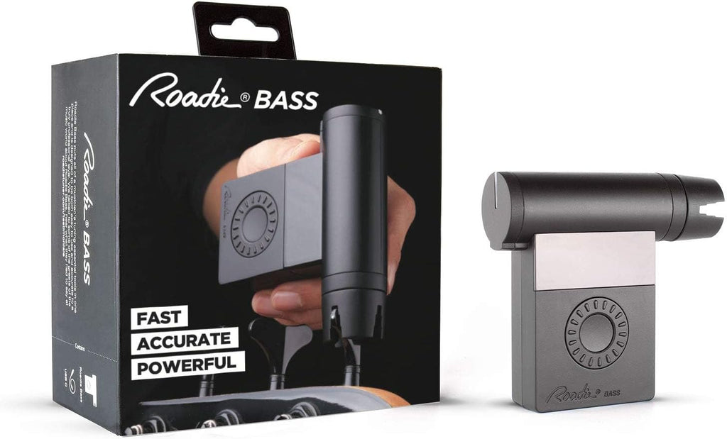 Roadie Bass Automatic Tuner for Bass Guitar and Stringed Instruments | Advanced Vibration Detection, 40+ Preset Tunings, Faster Restringing | With Signature Series Power Bundle