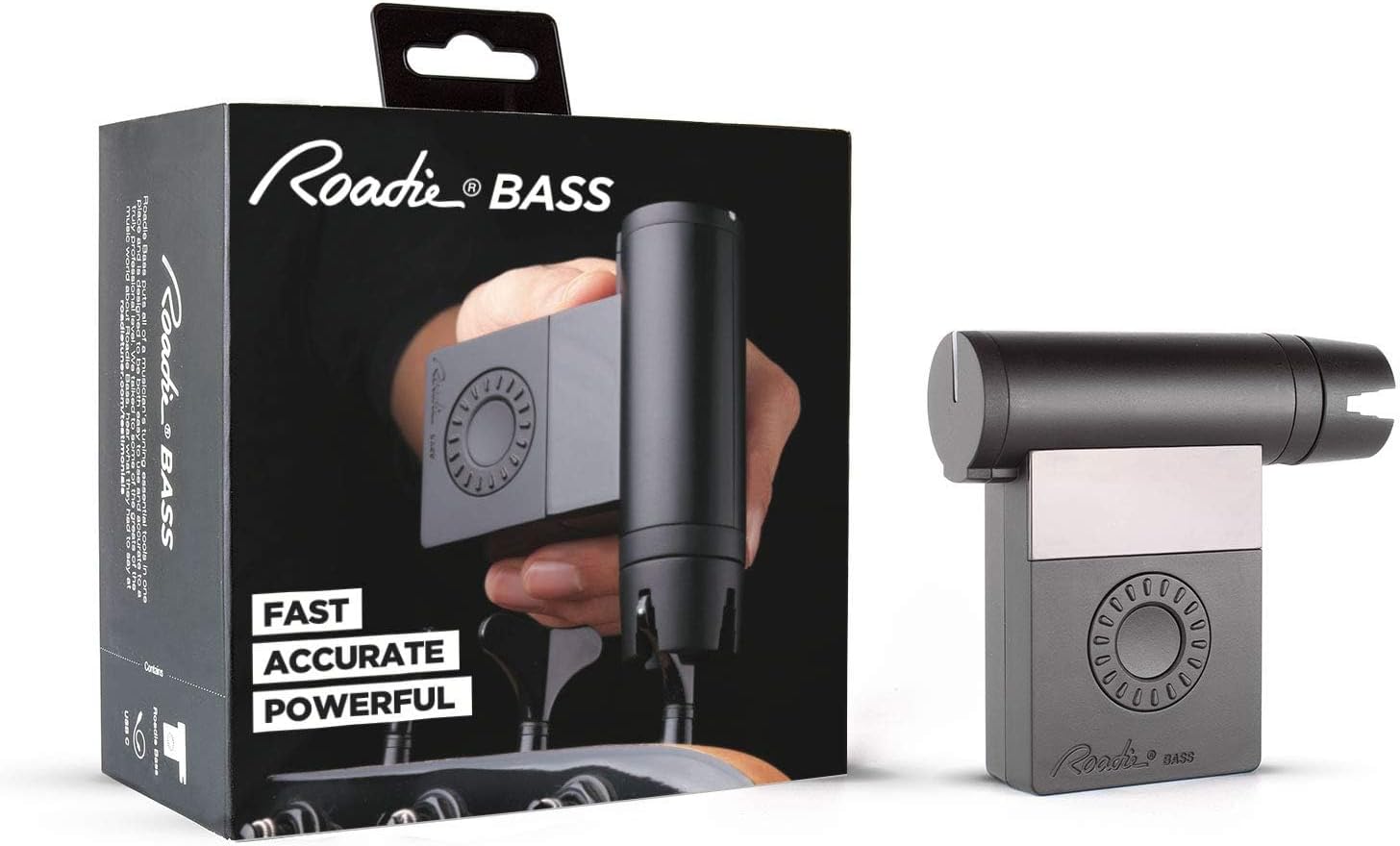 Roadie Bass Automatic Tuner for Bass Guitar and Stringed Instruments | Advanced Vibration Detection, 40+ Preset Tunings, Faster Restringing | With Signature Series Power Bundle