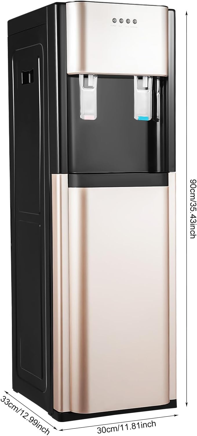 Bottom Loading Water Dispenser with Hot & Cold Water for 3 or 5 Gallon Bottles Durable Stainless Steel Inner (Rose Gold)
