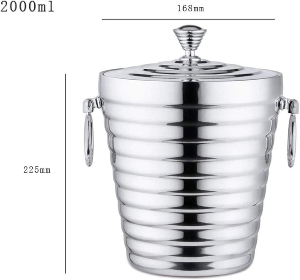 Ice Bucket with Lid, Tongs and Handle - Wall Insulated Stainless Steel for Entertaining, Parties, Barware