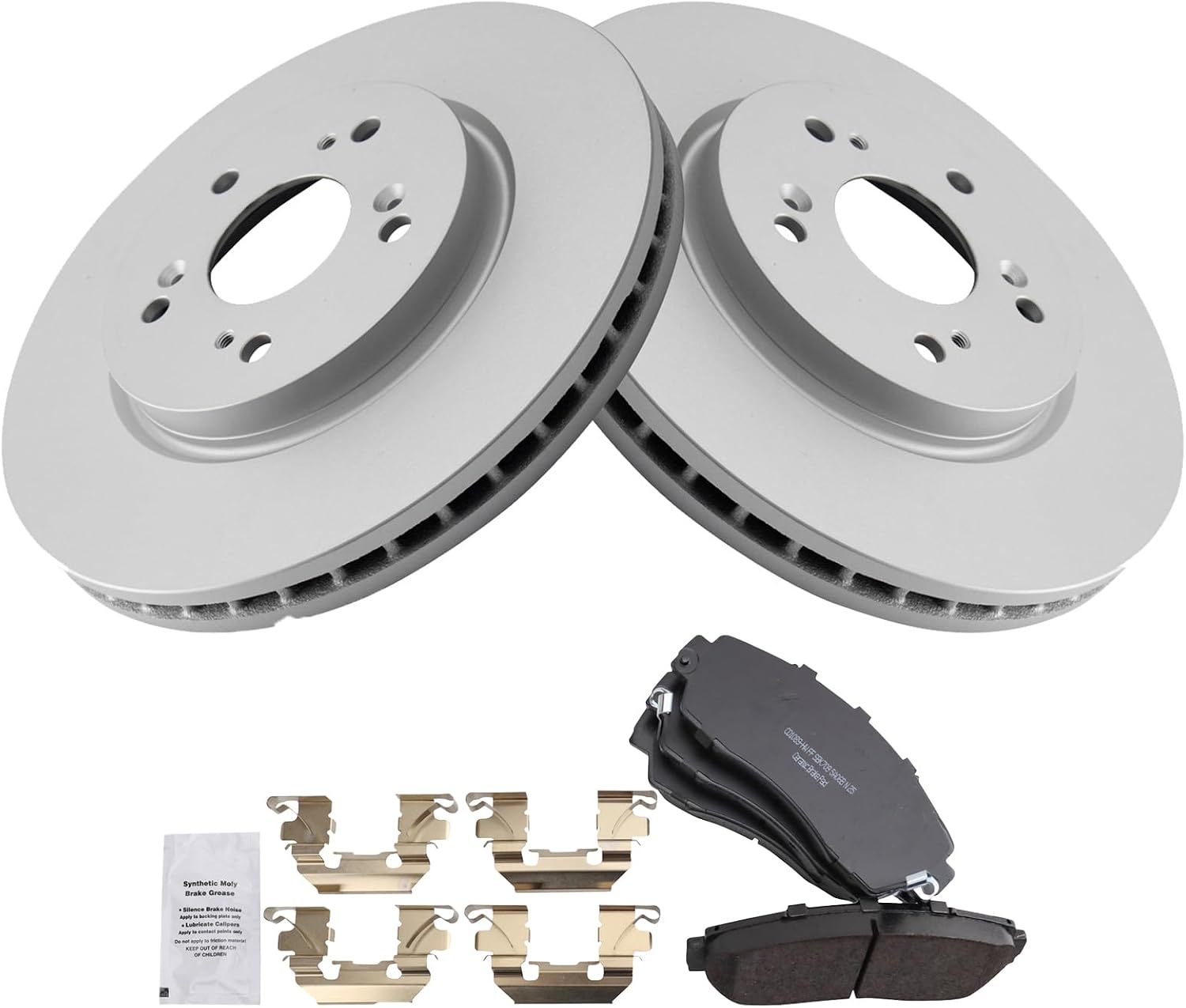 TRQ Front Ceramic Brake Pad and Rotor Set Coated Compatible with 07-12 Acura RDX 07-11 Honda CR-V 10-11 Honda Accord Crosstour 12 Crosstour