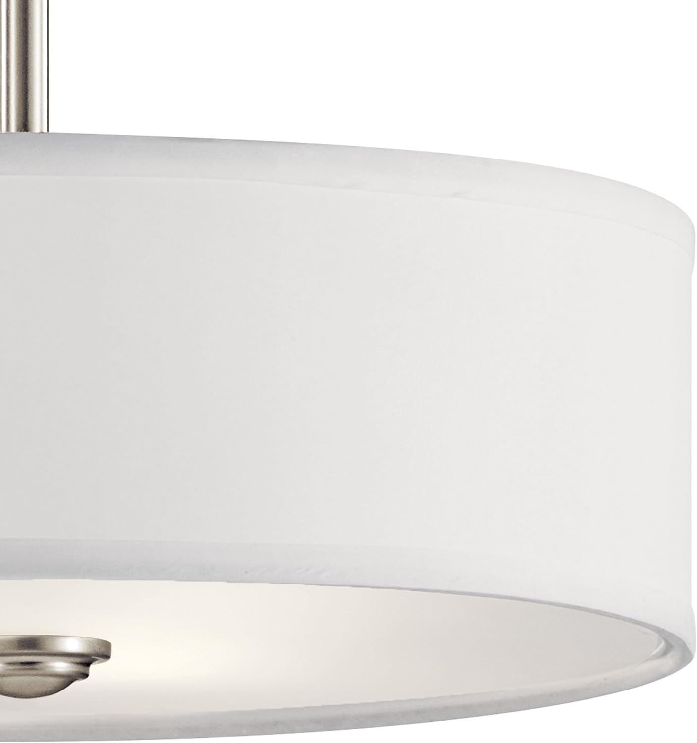 Kichler Shailene 14' 3-Light Semi Flush Mount Ceiling Light Fixture with Satin Etched White Diffuser and White Microfiber Shade in Brushed Nickel for Bathroom or Bedroom, 43675NI