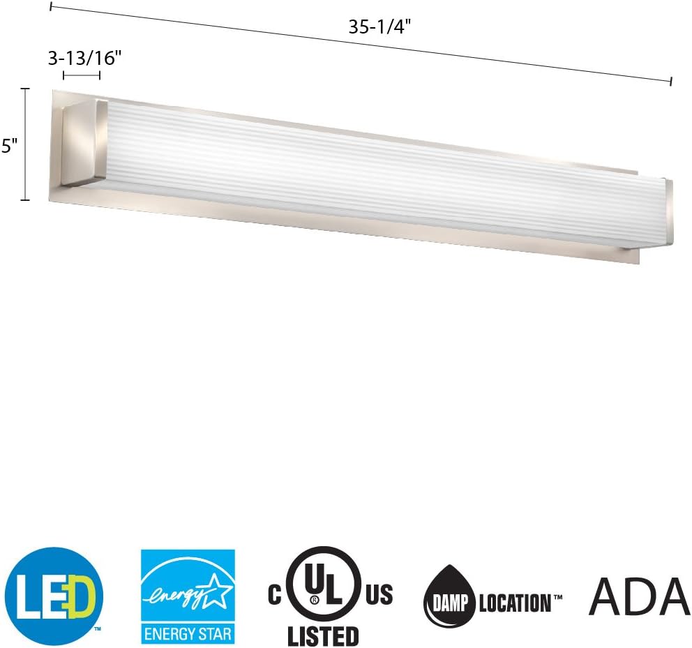Lithonia Lighting Traditional Square 3K LED Vanity Light, 3-Foot, Brushed Nickel, 36-Inch