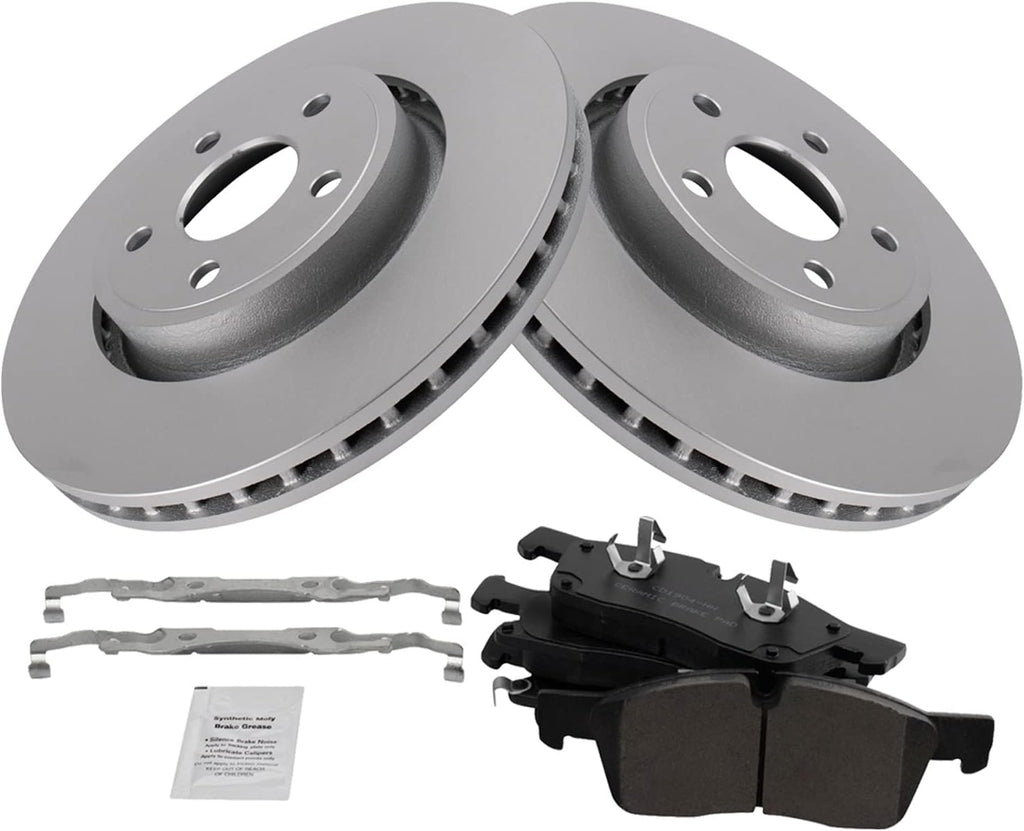 TRQ Front Brake Pad and Rotor Set Ceramic G Coated Vented Rotors Compatible with 2012-2020 Jeep Grand Cherokee Dodge Durango