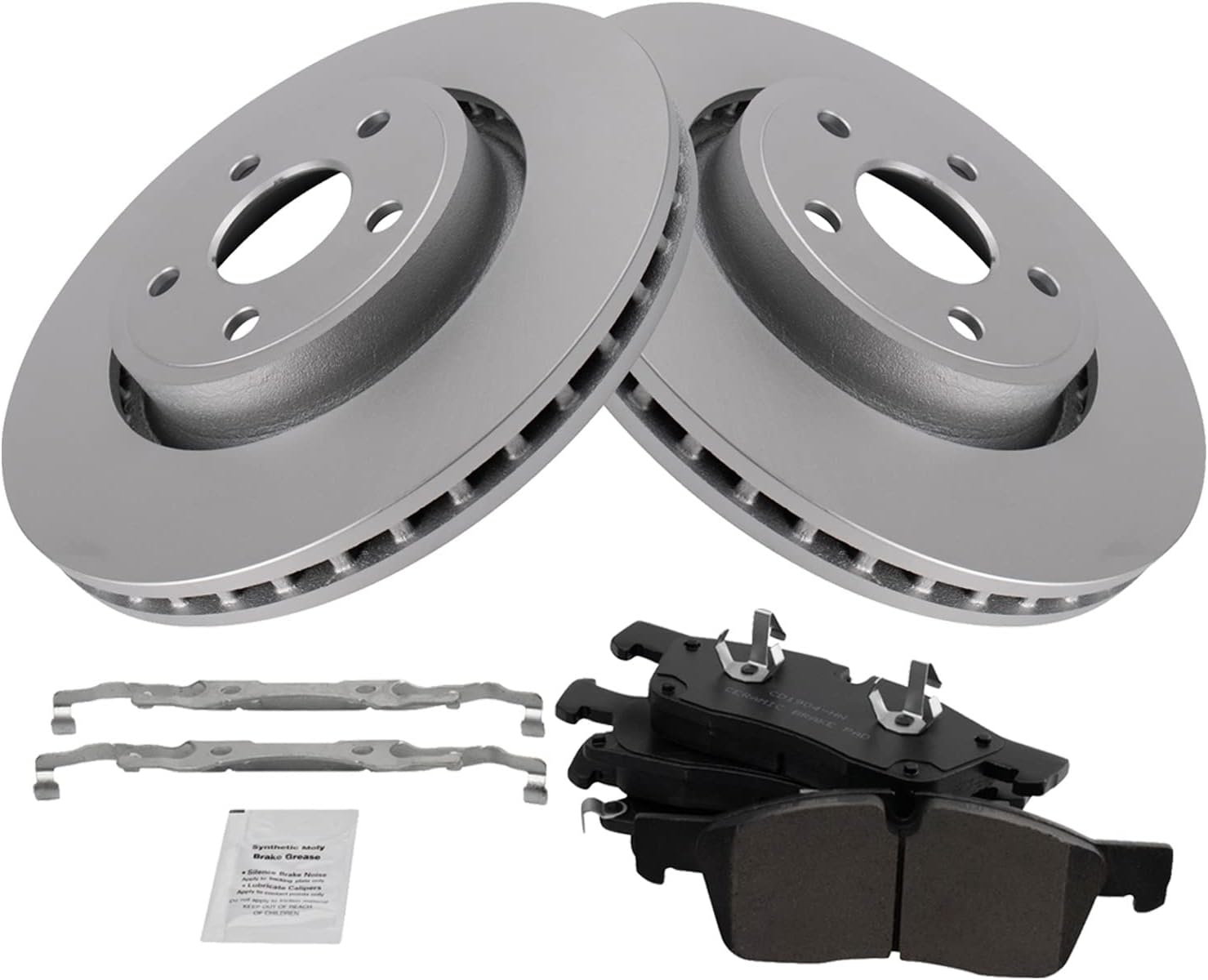 TRQ Front Brake Pad and Rotor Set Ceramic G Coated Vented Rotors Compatible with 2012-2020 Jeep Grand Cherokee Dodge Durango