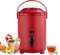 Stainless Steel Hot And Cold Water Dispenser 6L 8L 10L 12L Urn Boiler - Portable Large Capacity Sealing Teapot With Faucet For Catering, Office, Hotels, Party(Red,8L)