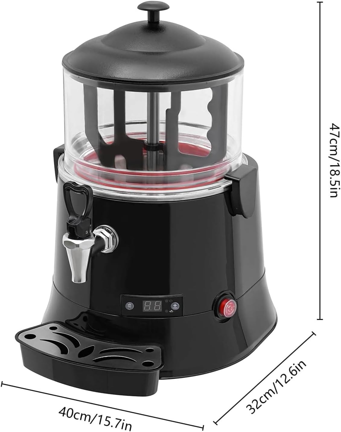 10L/5L Commercial Hot Chocolate Machine Maker & Dispenser, Stainless Steel Electric Chocolate Mixing Machine with Faucet for Heating Chocolate, Coffee, and Tea (Black)(5L)