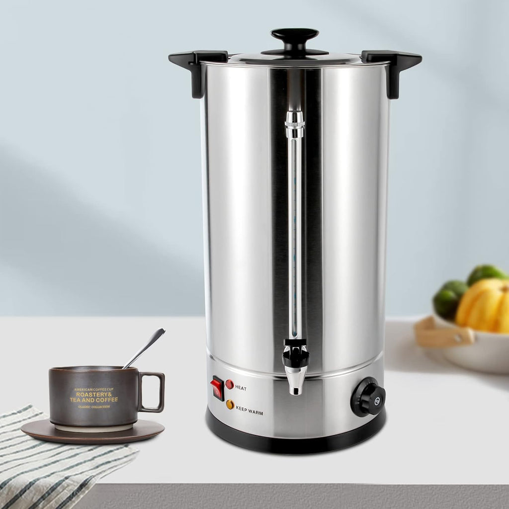 Commercial Grade Coffee Urn, 25 L Hot Water Urn Double-layer Barrel Wall 304 Stainless Steel Automatic Coffee Brewing 15 Minutes Boiling for Home, Party, Office, Wedding (25L)