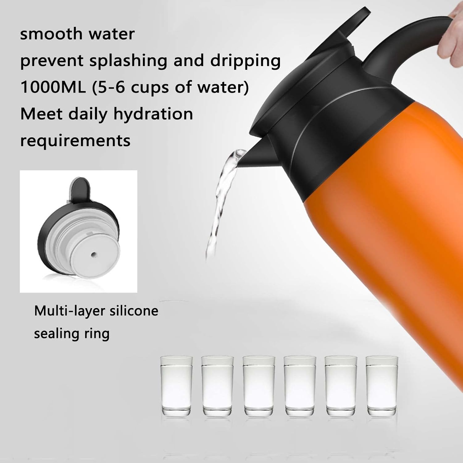 Electric Camping Kettle - 1000ml Hot Water Dispenser with Temperature Control, Anti-Scald Handle, Silicone Leakproof Design for 12V/24V Outdoor Car Use.