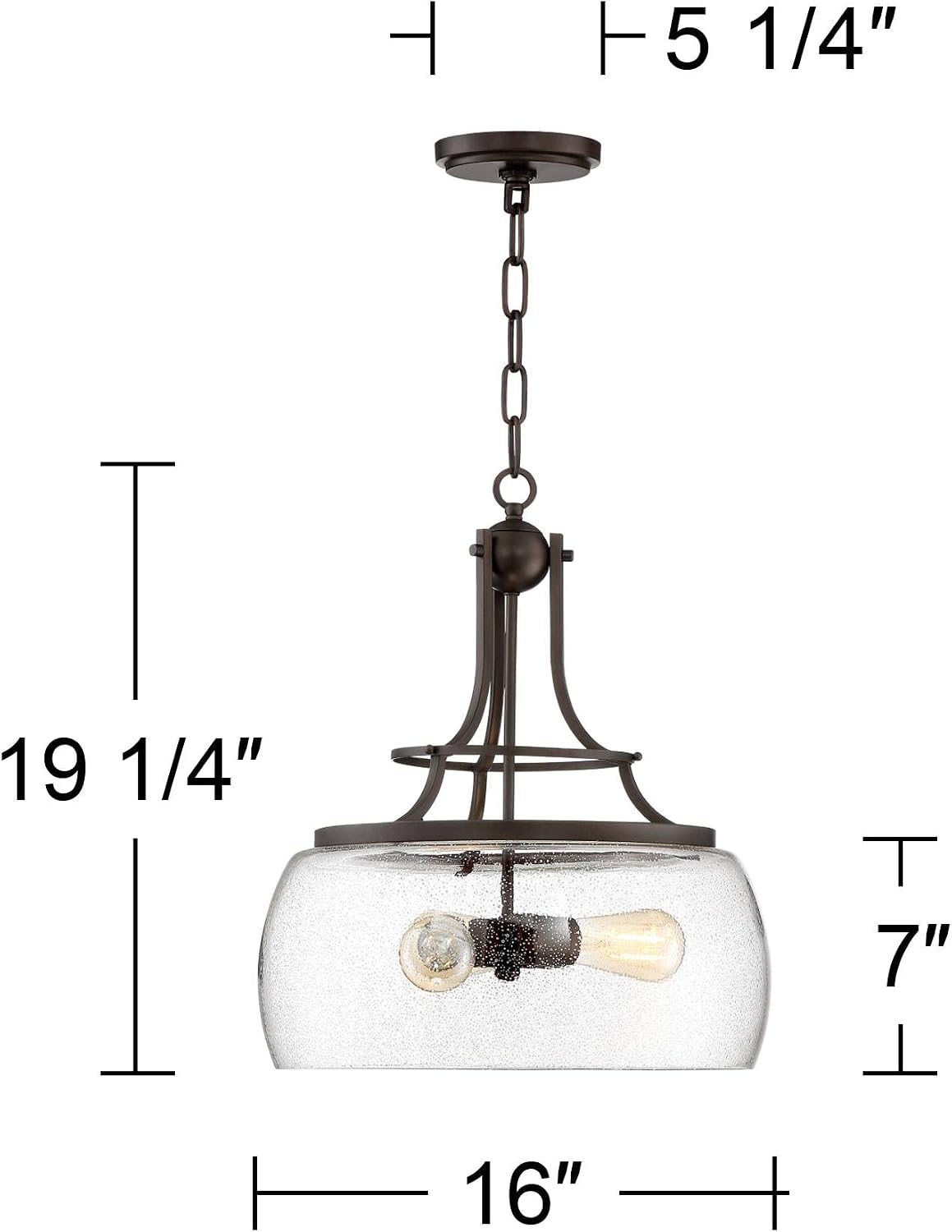 Franklin Iron Works Charleston Painted Bronze Iron Pendant Chandelier 16' Wide Rustic Farmhouse Clear Glass Shade LED 3-Light Dining Room House Foyer Entryway Kitchen Bedroom Living Room Ceilings