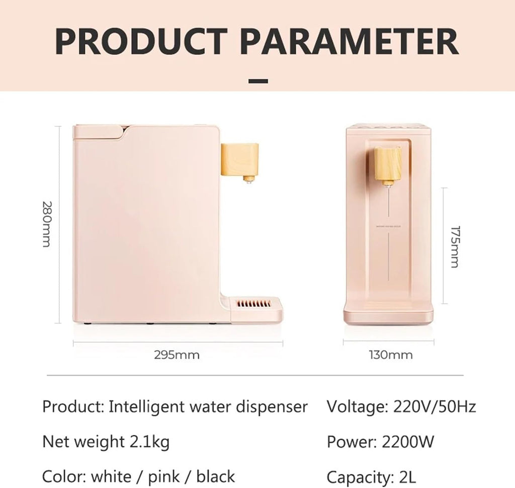 Water Dispenser 2L Intelligent Instant Water Dispenser, Fixed Amount Water Fountain, 6 Gear Thermostatic Fast Heating Desktop Water Boiler Dispenser