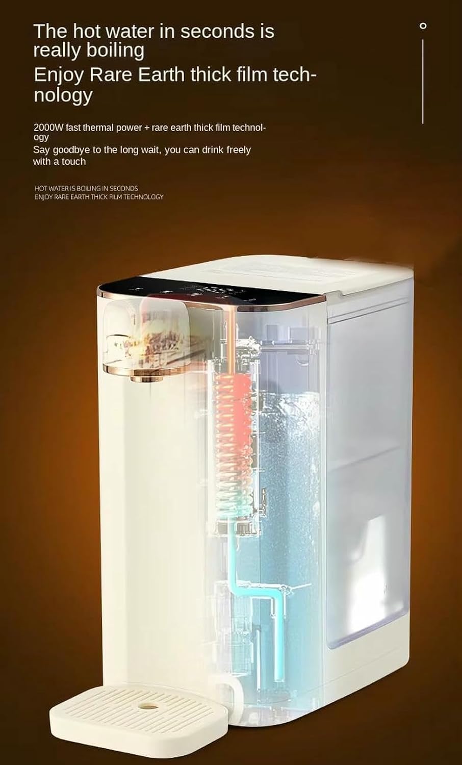 Hot Water Dispenser, 3 Second Rapid Heating, Adjustable 5 Temperatures, 3 L Large Capacity Electric Hot Water Kettle, for Home and Office