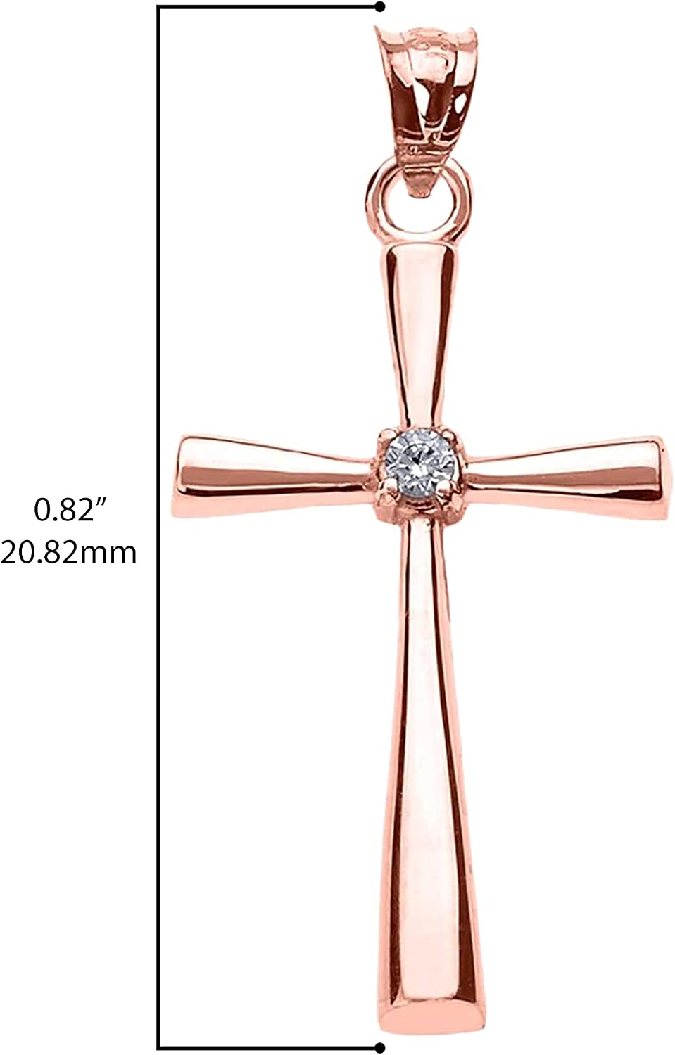 Religious Jewelry 14K White, Yellow, or Rose Gold Solitaire Diamond Accented Cross Pendant Charm (K-M Color, Promo Clarity)