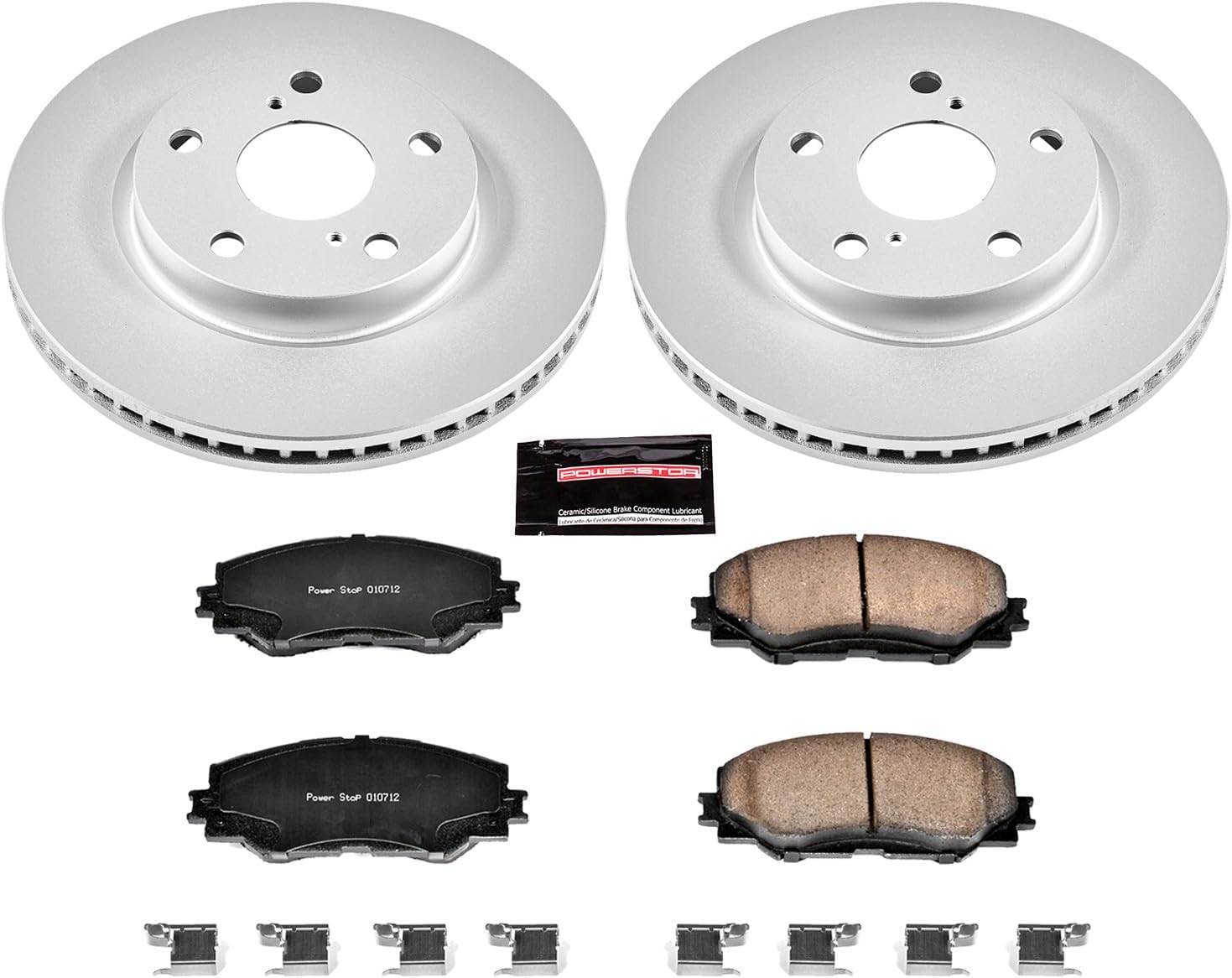 PowerStop Front Brake Kit for Lexus HS250h 2010-12 |Scion xB 2008-15 |Toyota Prius V 2012-17 |RAV4 2006-18 - Fully-Coated Disc Rotors with Z17 Ceramic Brake Pads Replacement, CRK258