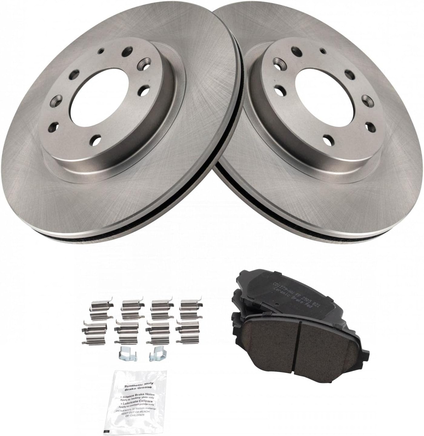 TRQ Front Brake Pad and Rotor Set Ceramic Vented Rotors Compatible with 2006-2015 Mazda MX-5 Miata