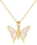 DOVRAN 14K Solid Gold Cat/Butterfly/Heart/Teardrop Necklace for Women 14K Gold Opal/Lapis Lazuli/Black Onyx Pendant Jewelry Gift for Women