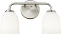 ML Lighting | Norah Collection | 22302-BN | Indoor 2 Light Vanity in Brushed Nickel with Opal Ribbed Glass Shade | Elegant and Versatile Design for Any Bathroom