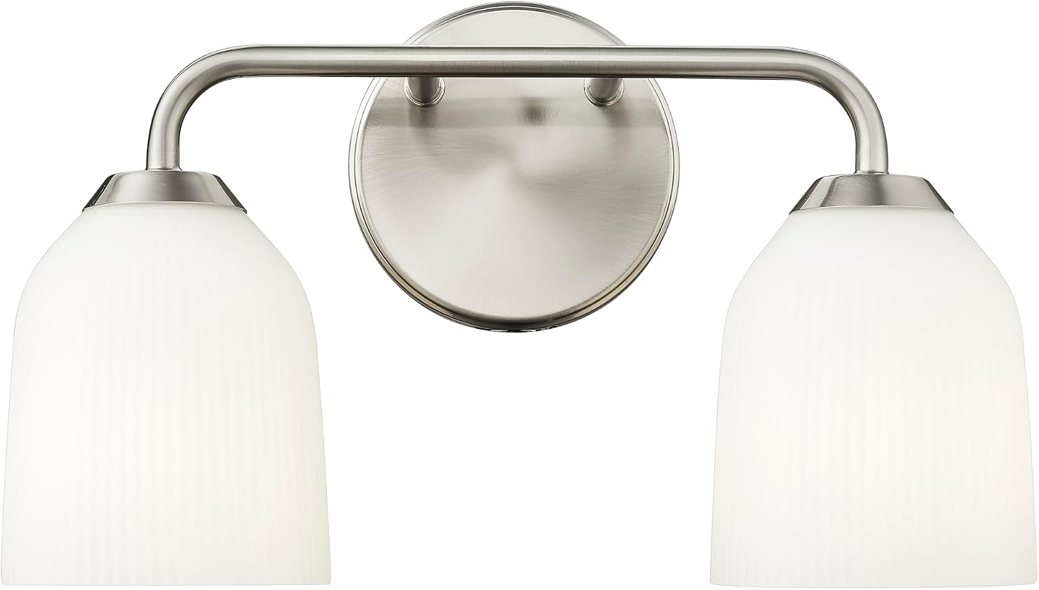 ML Lighting | Norah Collection | 22302-BN | Indoor 2 Light Vanity in Brushed Nickel with Opal Ribbed Glass Shade | Elegant and Versatile Design for Any Bathroom