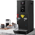 Step Heating Commercial Hot Water Dispenser, Stainless Steel, with LCD Dispaly, 45l Large Capacity, Time and Temperature Can Be Set, Suitable for Families, Restaurants, Etc.,Black-220V