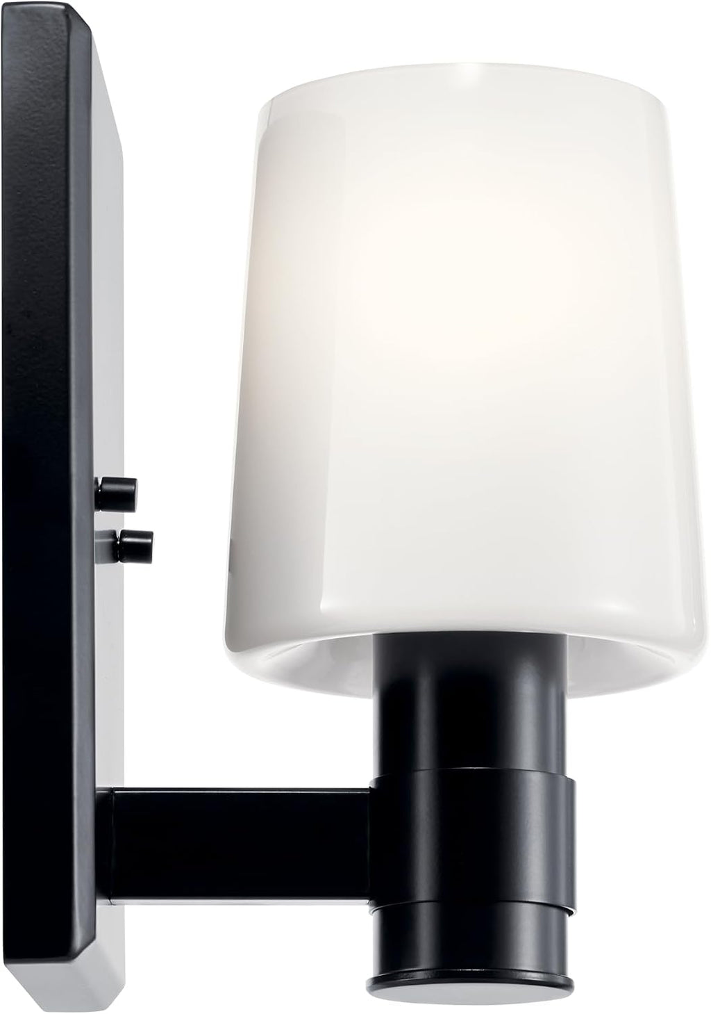 Kichler Adani 1-Light Wall Sconce, Modern Light with Opal Glass in Black, for Bathroom, Powder Room, Kitchen, Bedroom, or Hallway (8.5' x 5'), 55174BK