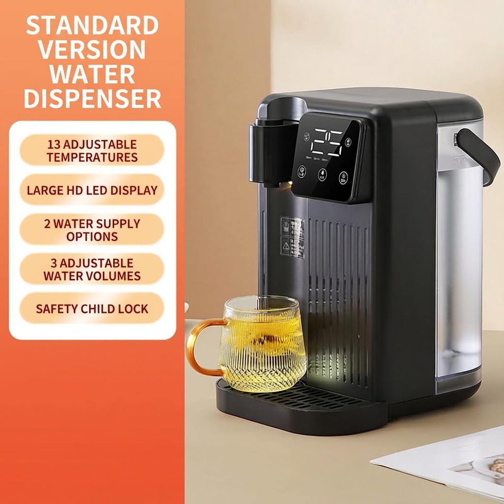2000W Instant Hot Water Dispenser, 3L Countertop Electric Water Boiler with 3-Second Quick Heating, Precise Temperature Control & Filter, Smart Touch Screen for Home & Office, Without Filter,Black