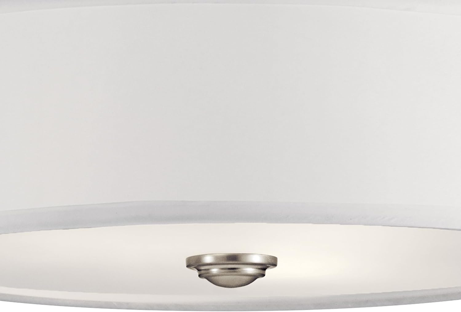 Kichler Shailene 14' 3-Light Semi Flush Mount Ceiling Light Fixture with Satin Etched White Diffuser and White Microfiber Shade in Brushed Nickel for Bathroom or Bedroom, 43675NI