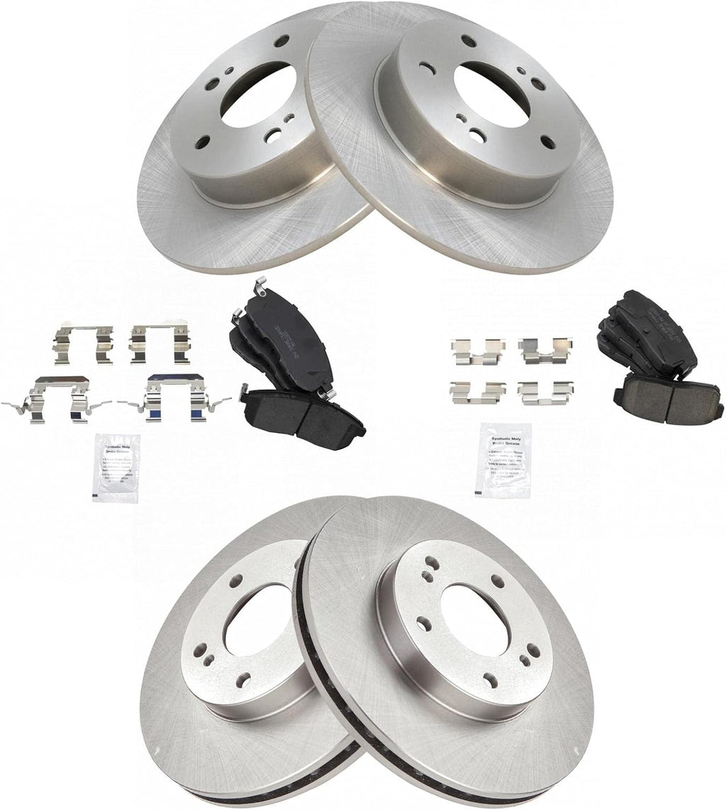TRQ Front and Rear Brake Pad and Rotor Set Ceramic Vented Solid Rotors Compatible with 2001 Nissan Maxima 2001 Infiniti I30