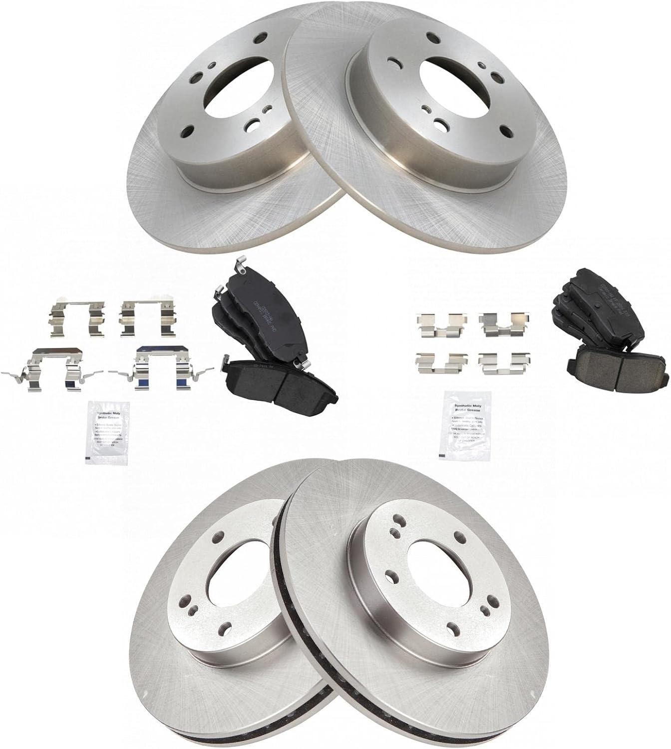 TRQ Front and Rear Brake Pad and Rotor Set Ceramic Vented Solid Rotors Compatible with 2001 Nissan Maxima 2001 Infiniti I30