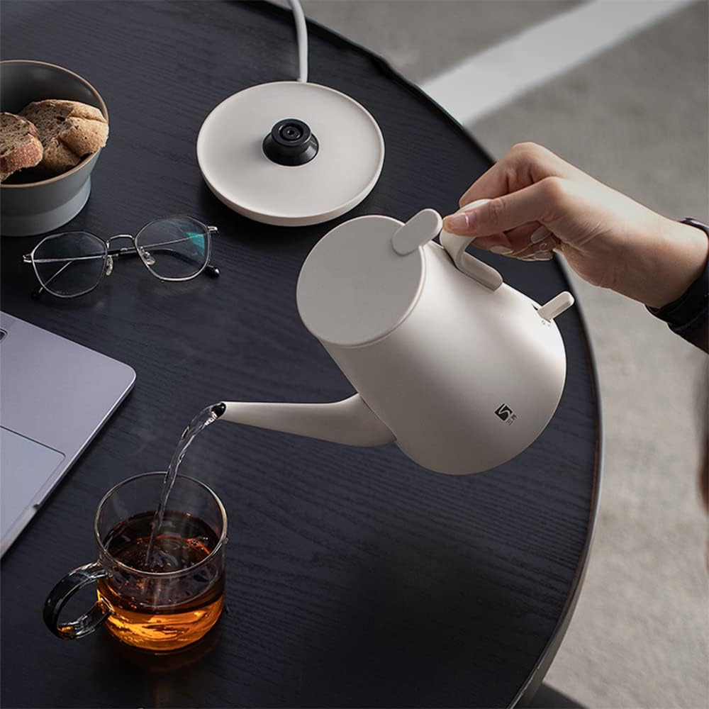 Long-Mouth Electric Kettle, 600ml Household Electric Kettle for Instant Hot Drink, Suitable for Hand-Made Coffee, Tea, Water,White