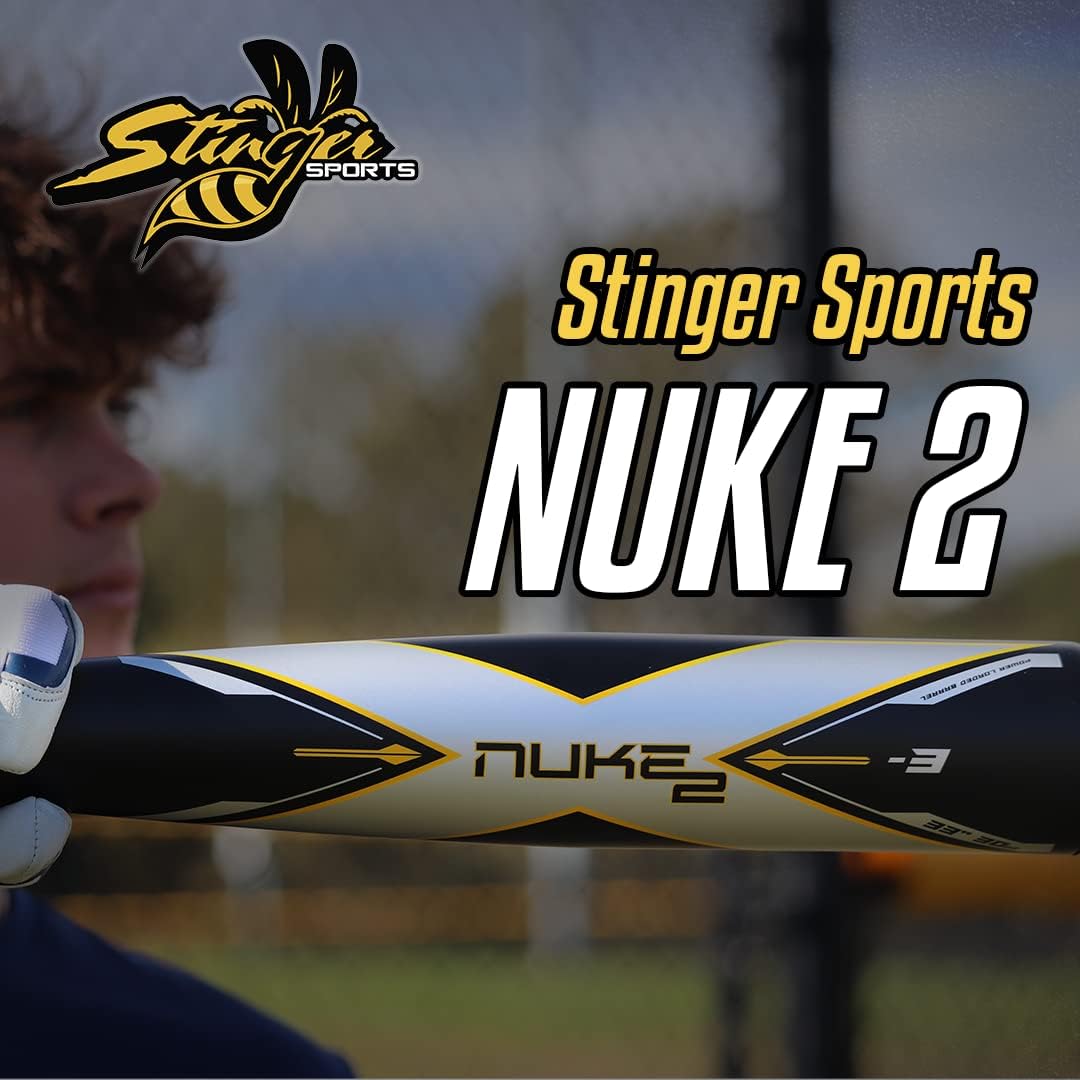 Stinger Nuke 2 BBCOR Baseball Bat - 3 Drop - 2 5/8' Barrel - Available in 31' to 34' - Drop 3 Baseball Bat for Middle School, High School, or College