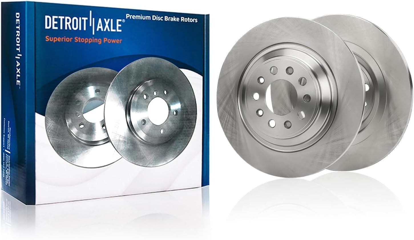 Detroit Axle - 10pc Brake Kit for 2016 2017 2018 2019 2020 2021 2022 2023 Jeep Cherokee, Disc Brake Rotors Ceramic Brakes Pads w/Hardware Replacement: 12.99' inch Front and 12.60' inch Rear Rotors