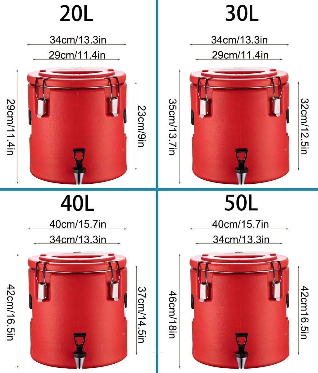 Commercial Thermal Insulation Large Container,Stainless Steel Hot Water Dispenser Coffee Urn, with Faucet for Restaurants, Soups, Durable & Convenient (Size:40L)