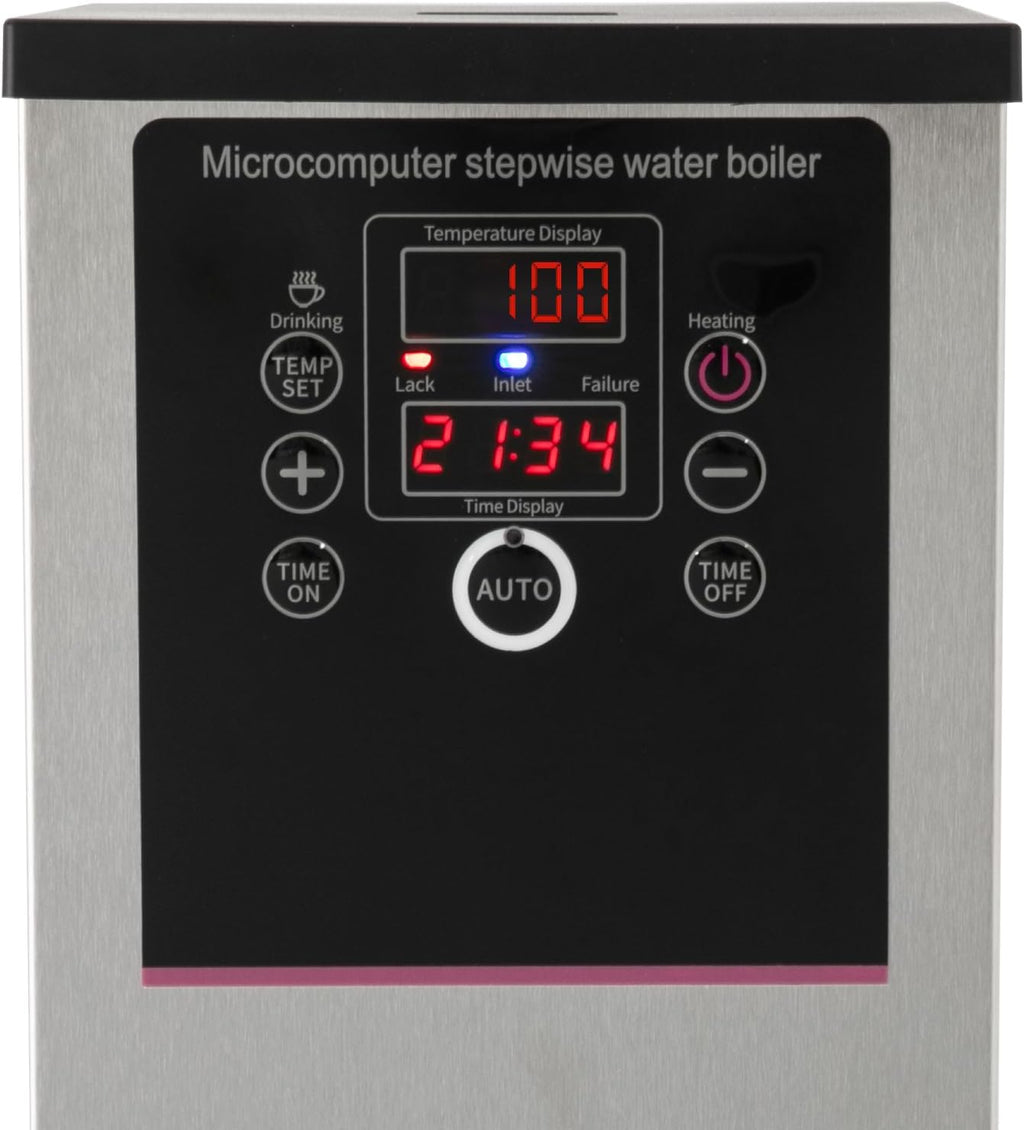 Electric Water Boiler, 10L/15L/20L Countertop Commercial Hot Water Dispenser 2500W Smart Digital Display Screen Water Boiler Fast Ready Water Boiler Machine with Drip Tray for Restaurant (Silver, 15L)