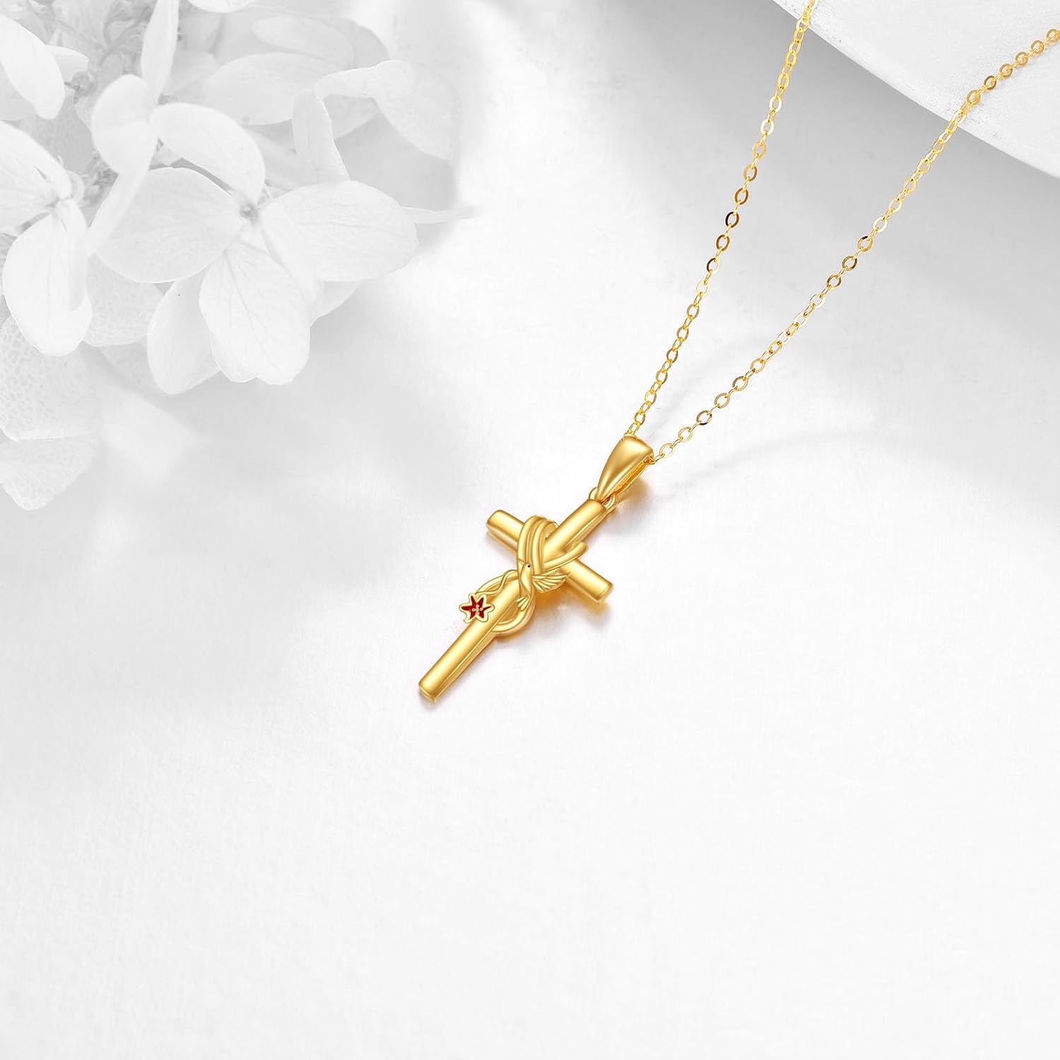 KECHO 14k Real Gold Cross Jewelry Gifts for Mother Grandma Sister Cross Pendant Necklace for Women