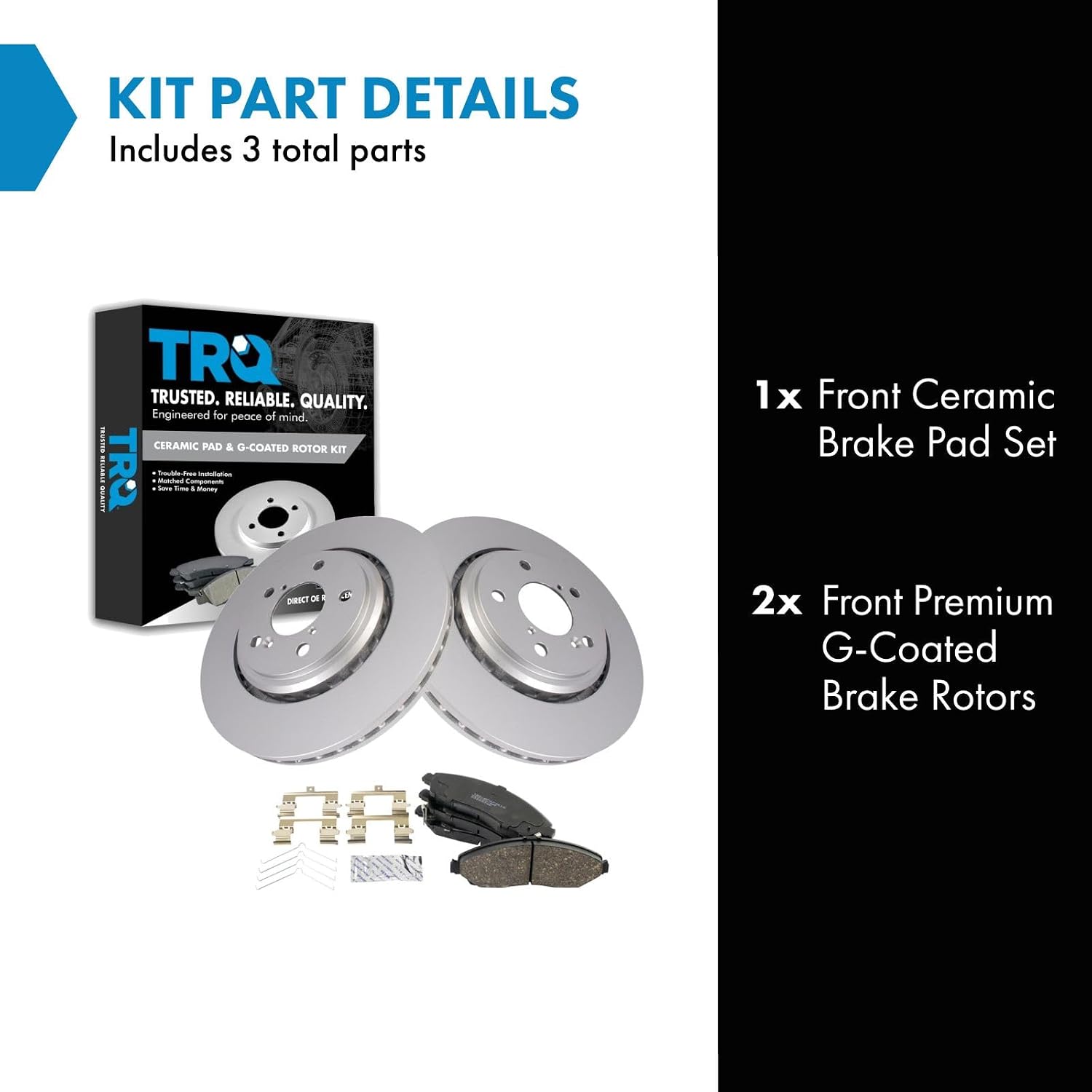 TRQ Front Ceramic Brake Pad and Rotor Set Coated 12.6 in 5-Lug for 2017-2020 Acura MDX Base Model 320mm 2017-2020 MDX SH-AWD 320mm 2016-2022 Honda Pilot 320mm 2017-2021 Ridgeline 320mm