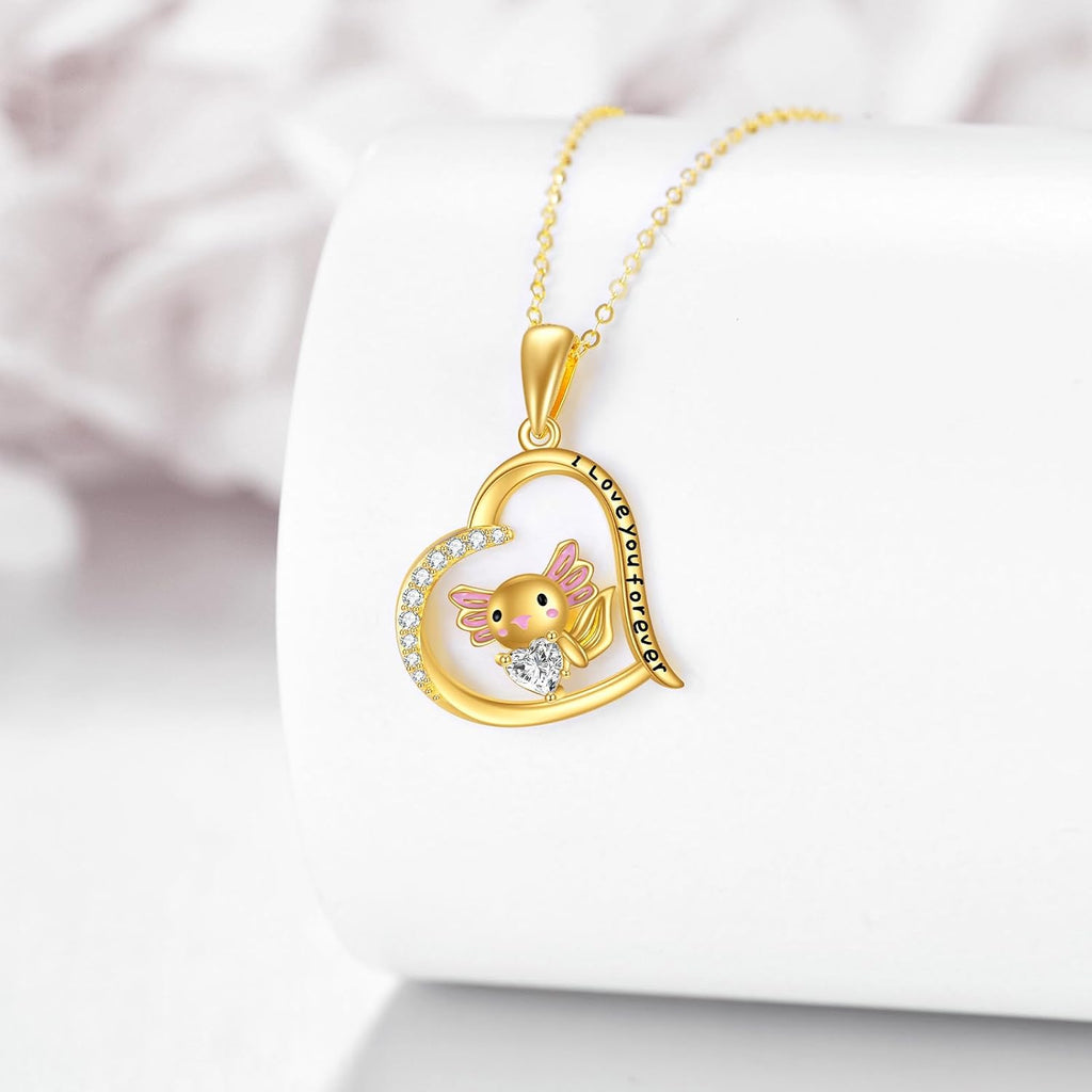 KECHO Christmas Gifts 14k Solid Gold Animals Necklace for Women Giraffe Bee Elephant Ladybug Koala Axolotl Horse Unicorn Cat Necklaces Pendant Jewelry Mothers Day Birthday for Mom Wife Friends