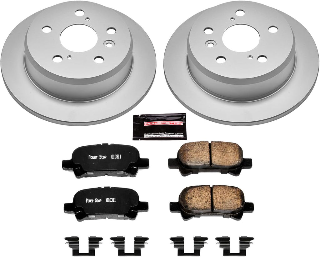 PowerStop Rear Brake Kit for Toyota Avalon 2005-07 |Camry 2002-06 |Solara 2004-08 - Fully-Coated Disc Rotors with Z17 Ceramic Brake Pads Replacement, CRK2417
