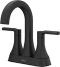Pfister Vaneri 4 in Centerset Bathroom Sink Faucet 2-Handle 3-Hole Matte Black Vanity Faucet with Push & Seal Drain NSF Certified WaterSense Compliant LF048VRIBB