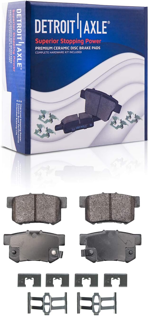 Detroit Axle - Rear Drilled Brake Rotors Brake Pads + Passenger Side Brake Caliper Replacement for Honda Element Acura TL - 5pc Set