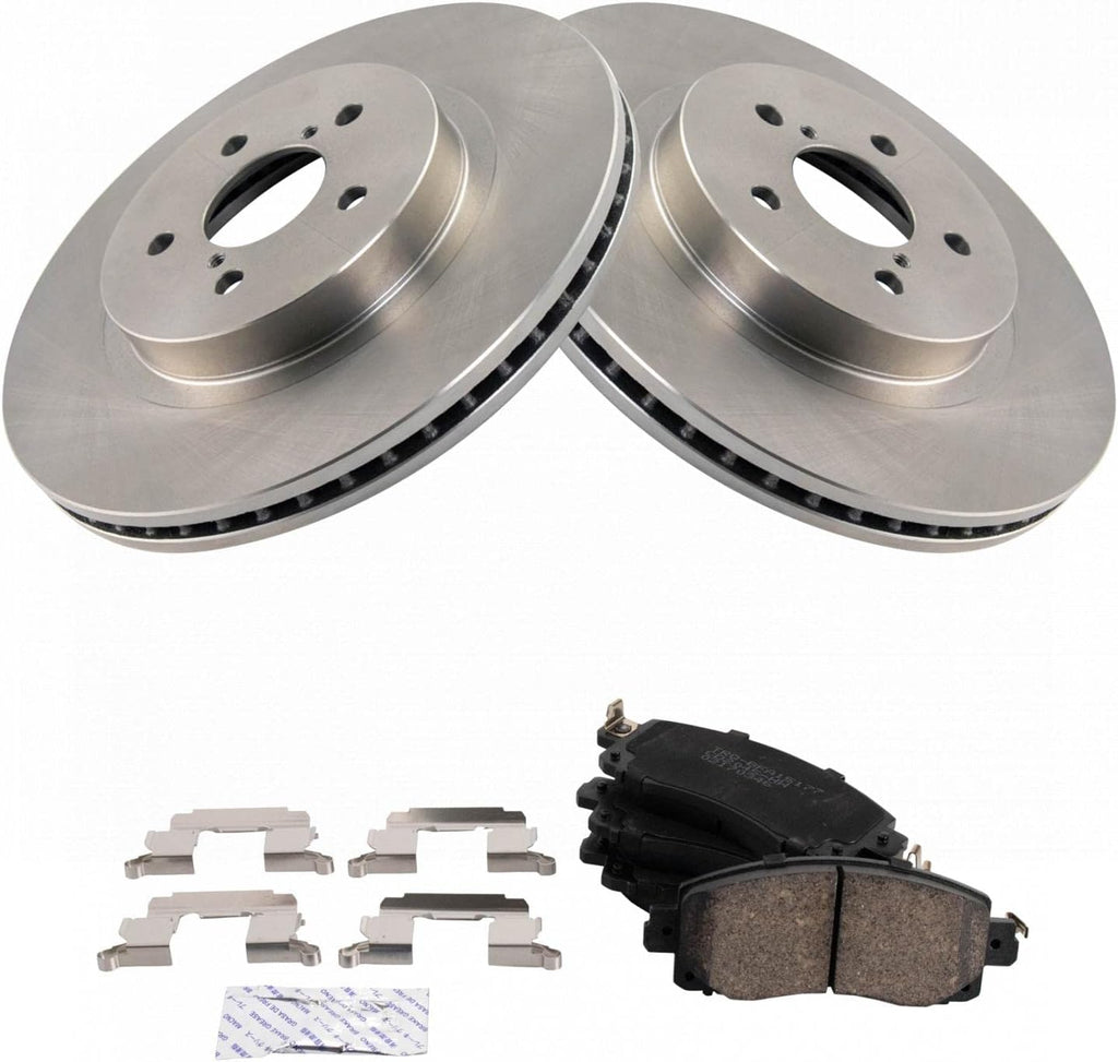 TRQ Front Ceramic Brake Pad and Rotor Set Compatible with 2018-2019 Subaru Crosstrek 2017-2019 Subaru Impreza with 294mm Diameter Front Rotors