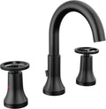 Delta Faucet Trinsic Widespread Bathroom Faucet 3 Hole, Matte Black Bathroom Faucet, Diamond Seal Technology, Metal Drain Assembly, Matte Black 3558-BLMPU-DST