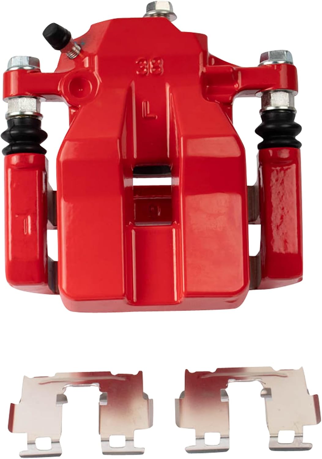 TRQ Performance Rear Brake Pad and Rotor Set Ceramic Coated Drilled Slotted Vented Rotors Calipers Red Compatible with 2006-2011 Toyota RAV4